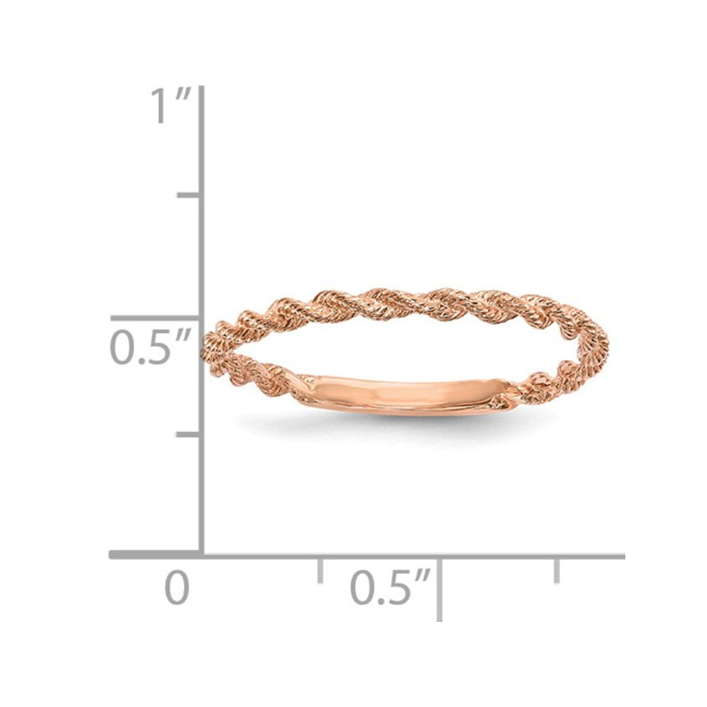 Ladies 14K Rose Pink Gold Polished Twisted Rope Ring Band (1.6mm) Image 2