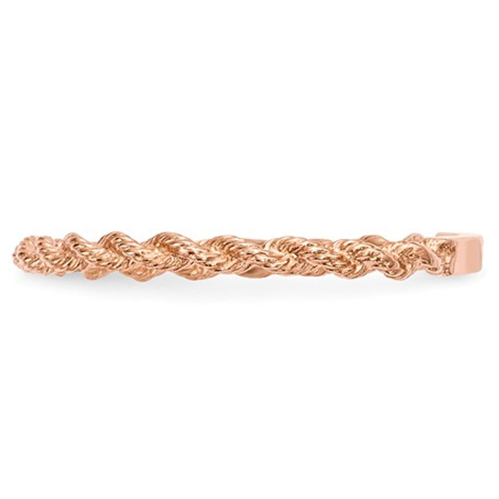 Ladies 14K Rose Pink Gold Polished Twisted Rope Ring Band (1.6mm) Image 4