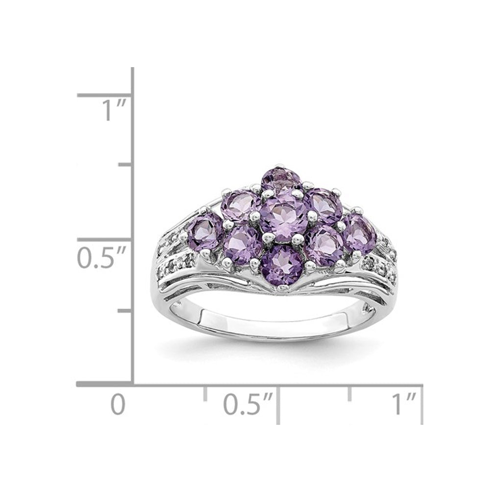 2.00 (ctw) Natural Amethyst Cluster Ring in Sterling Silver Image 3