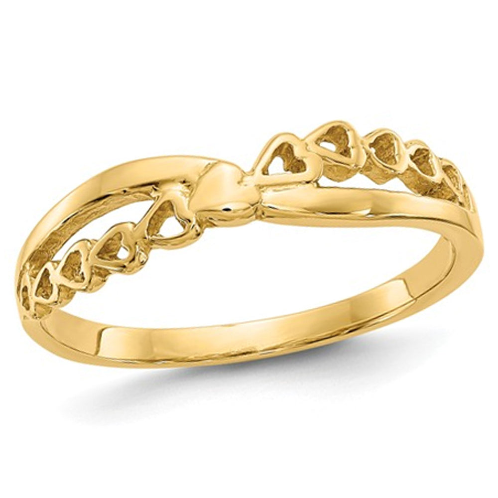 Ladies 14K Yellow Gold Heart Promise Ring Image 1