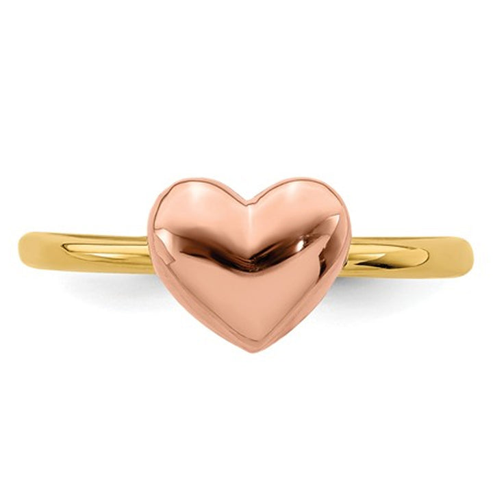 14K Rose Pink and Yellow Gold Polished Heart Ring Image 2
