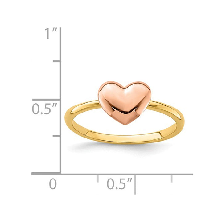 14K Rose Pink and Yellow Gold Polished Heart Ring Image 3