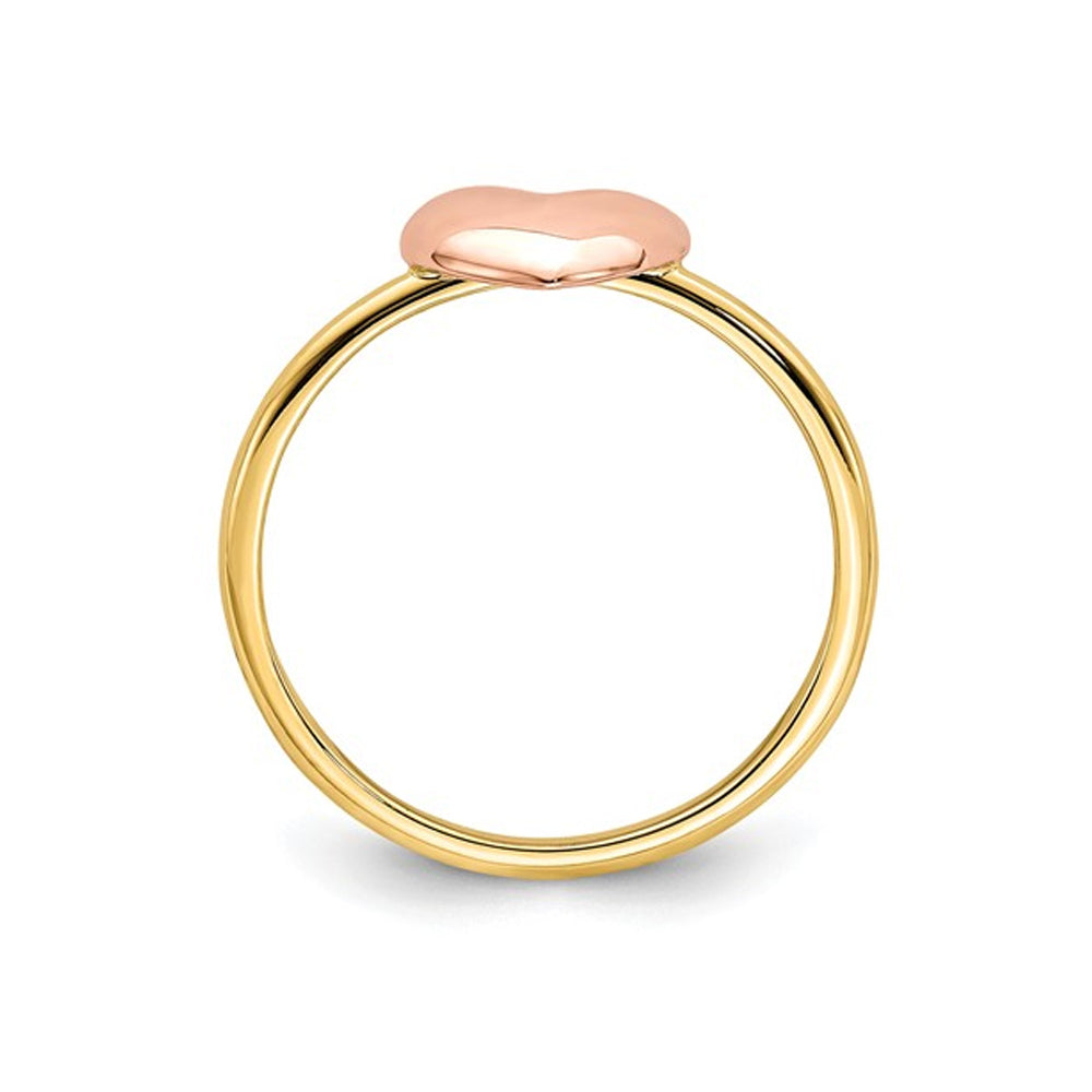 14K Rose Pink and Yellow Gold Polished Heart Ring Image 4