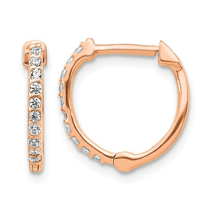 1/5 Carat (ctw) Diamond Hoop Earrings in 14K Rose Pink Gold Image 1