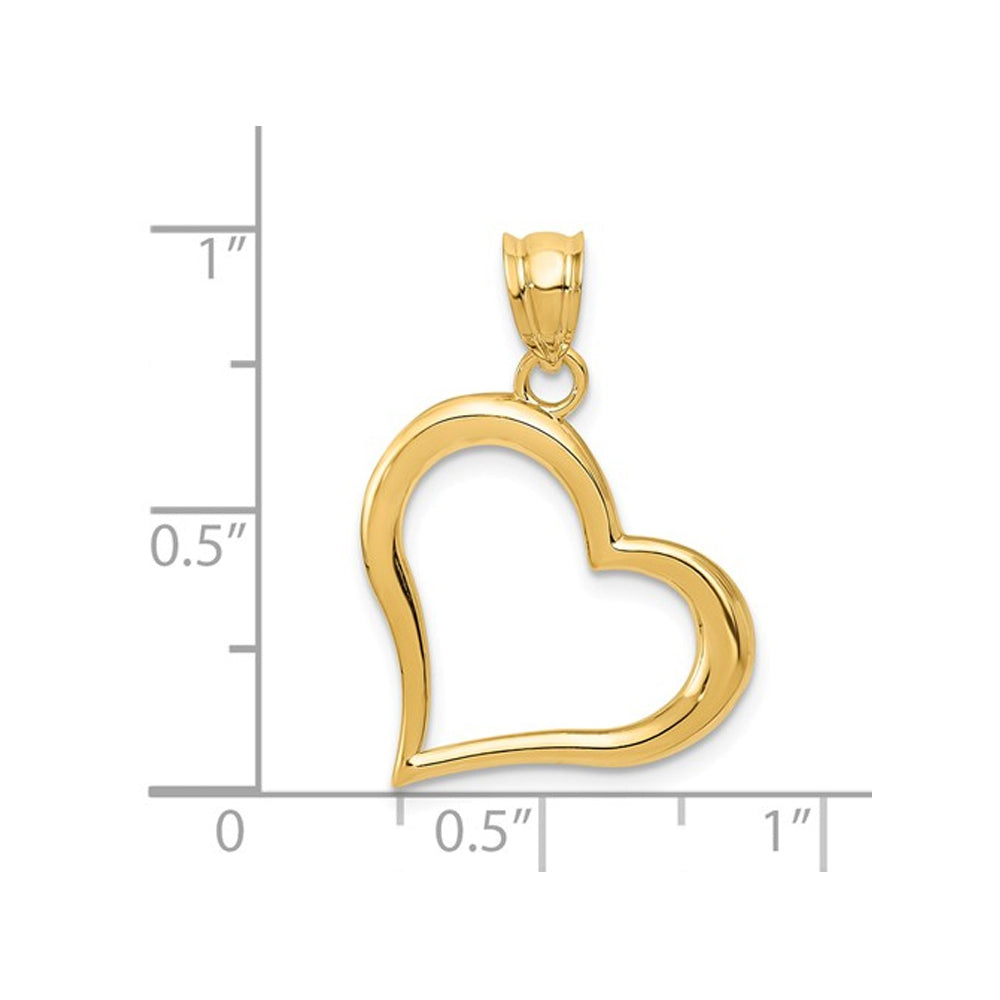 14K Yellow Gold Open Heart Pendant Necklace with Chain Image 3