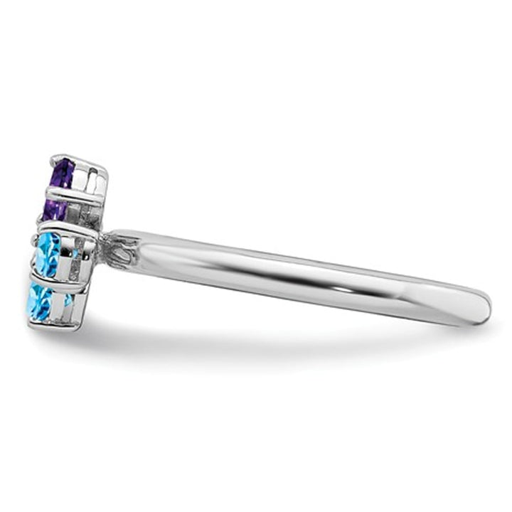 2/3 Carat (ctw) Natural Amethyst And Blue Topaz Butterfly Ring in Sterling Silver Image 3