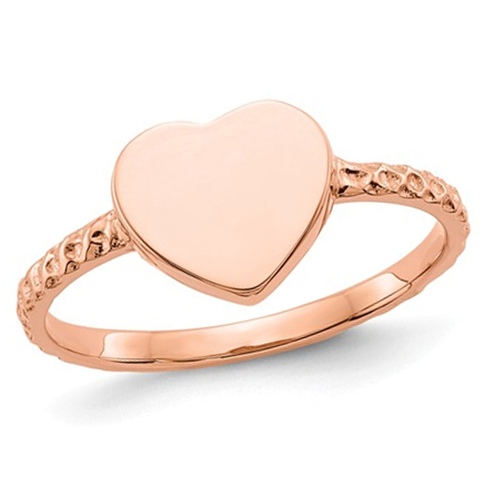 14K Rose Pink Gold Polished Heart Promise Ring Image 1