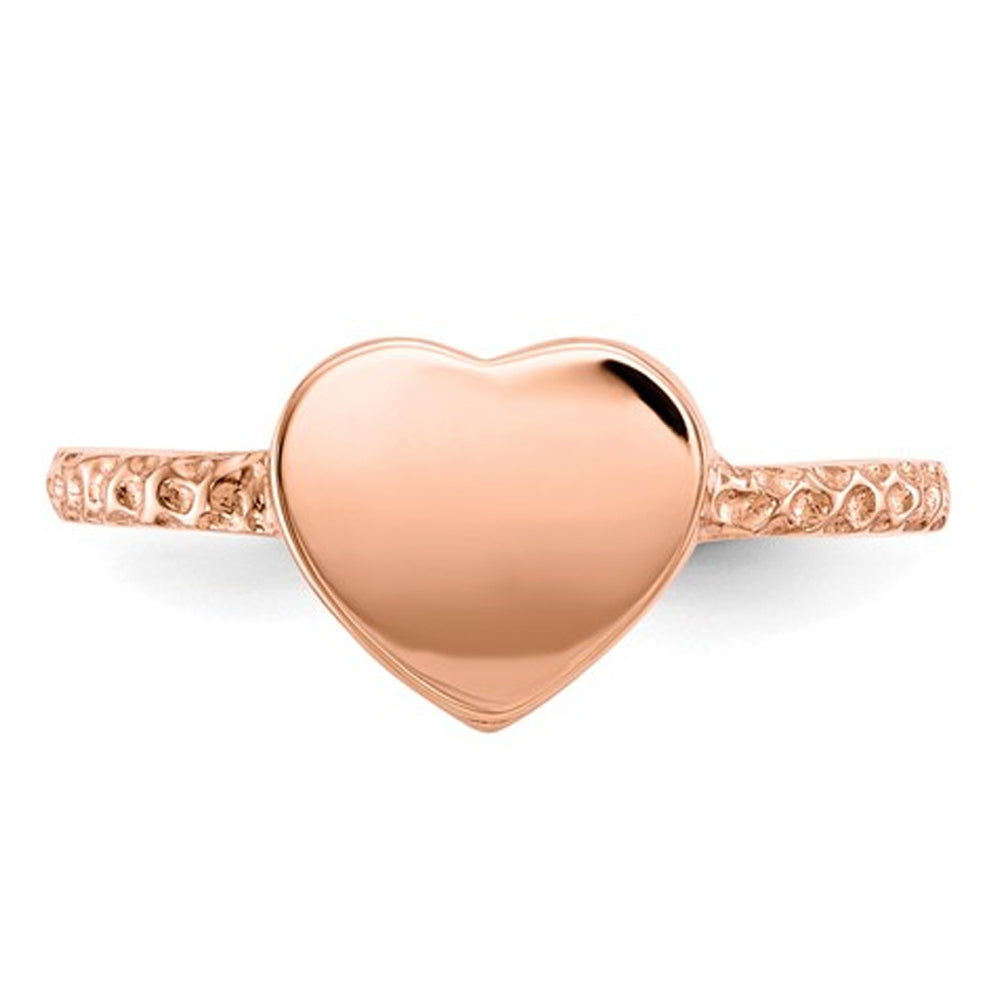 14K Rose Pink Gold Polished Heart Promise Ring Image 2