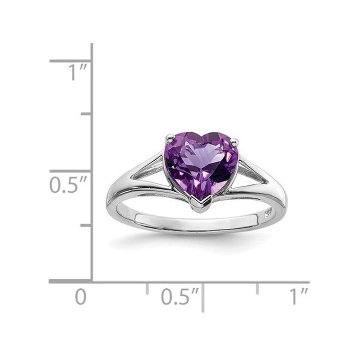 1.40 Carat (ctw) Heart Amethyst Promise Ring Carat (ctw) in Sterling Silver Image 2