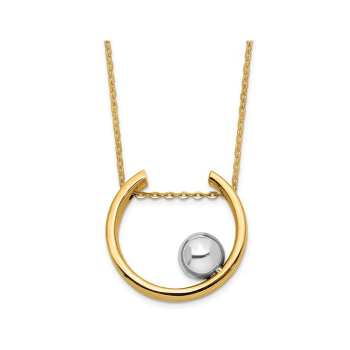 14K White and Yellow Gold Circle Ball Necklace Image 1