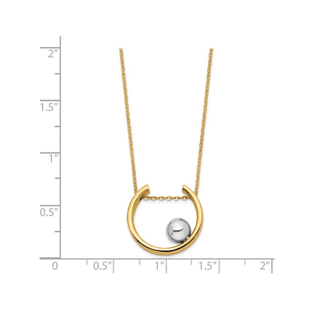 14K White and Yellow Gold Circle Ball Necklace Image 2