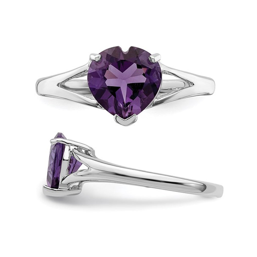 1.40 Carat (ctw) Heart Amethyst Promise Ring Carat (ctw) in Sterling Silver Image 3