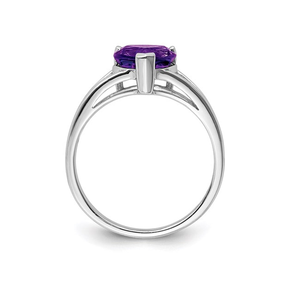 1.40 Carat (ctw) Heart Amethyst Promise Ring Carat (ctw) in Sterling Silver Image 4