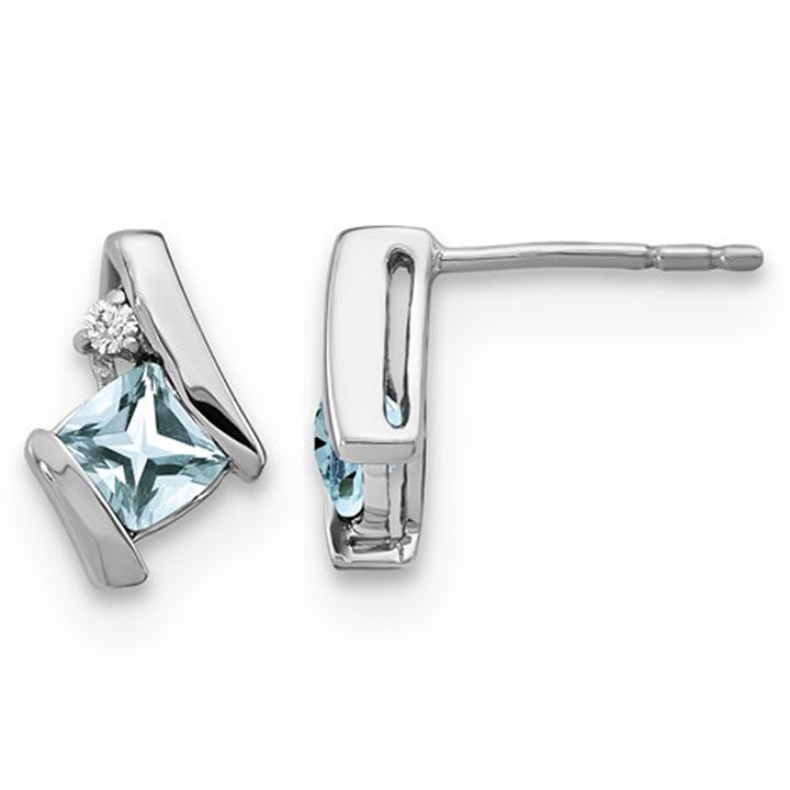 2/5 Carat (ctw) Natural Aquamarine Earrings in 10K White Gold Image 1