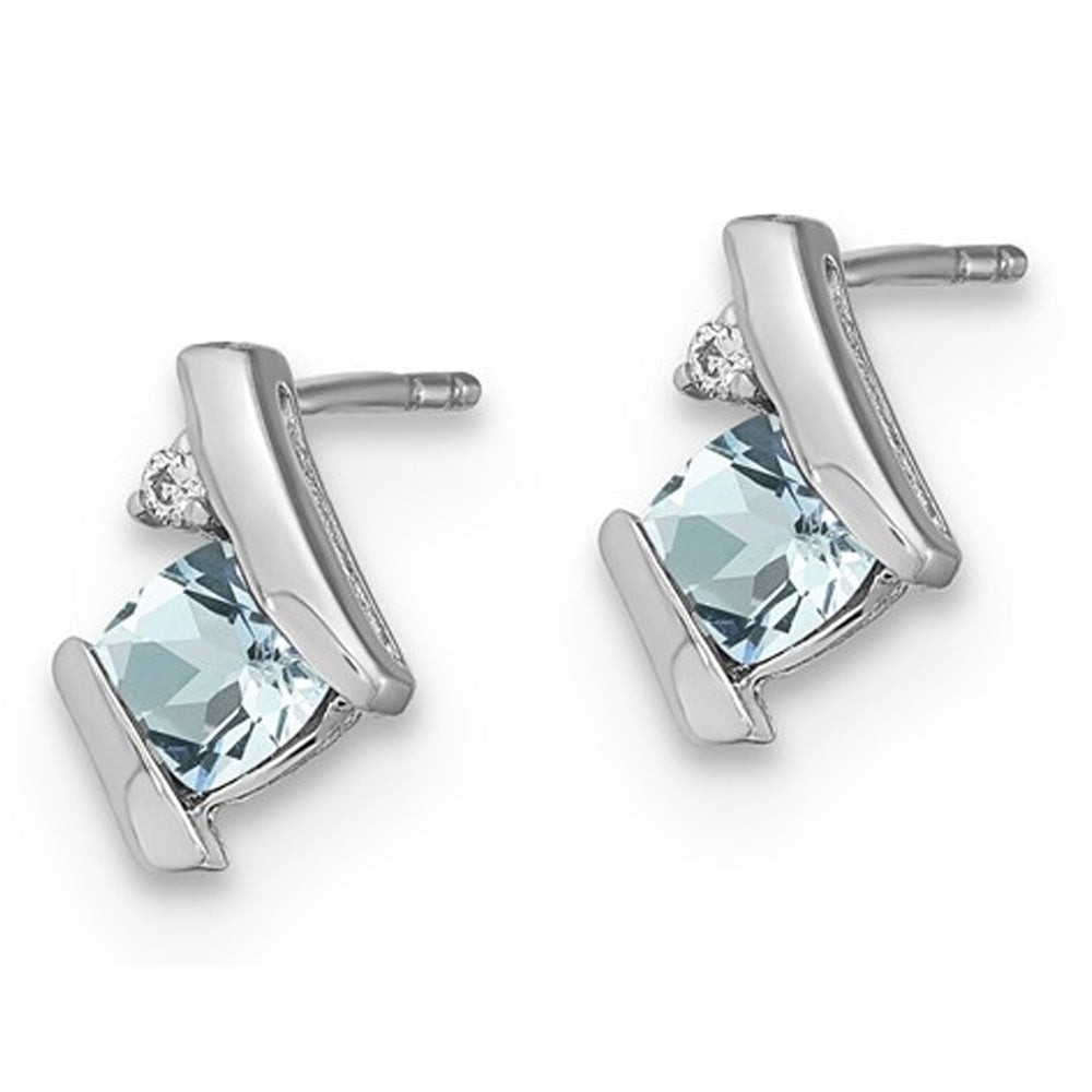 2/5 Carat (ctw) Natural Aquamarine Earrings in 10K White Gold Image 2