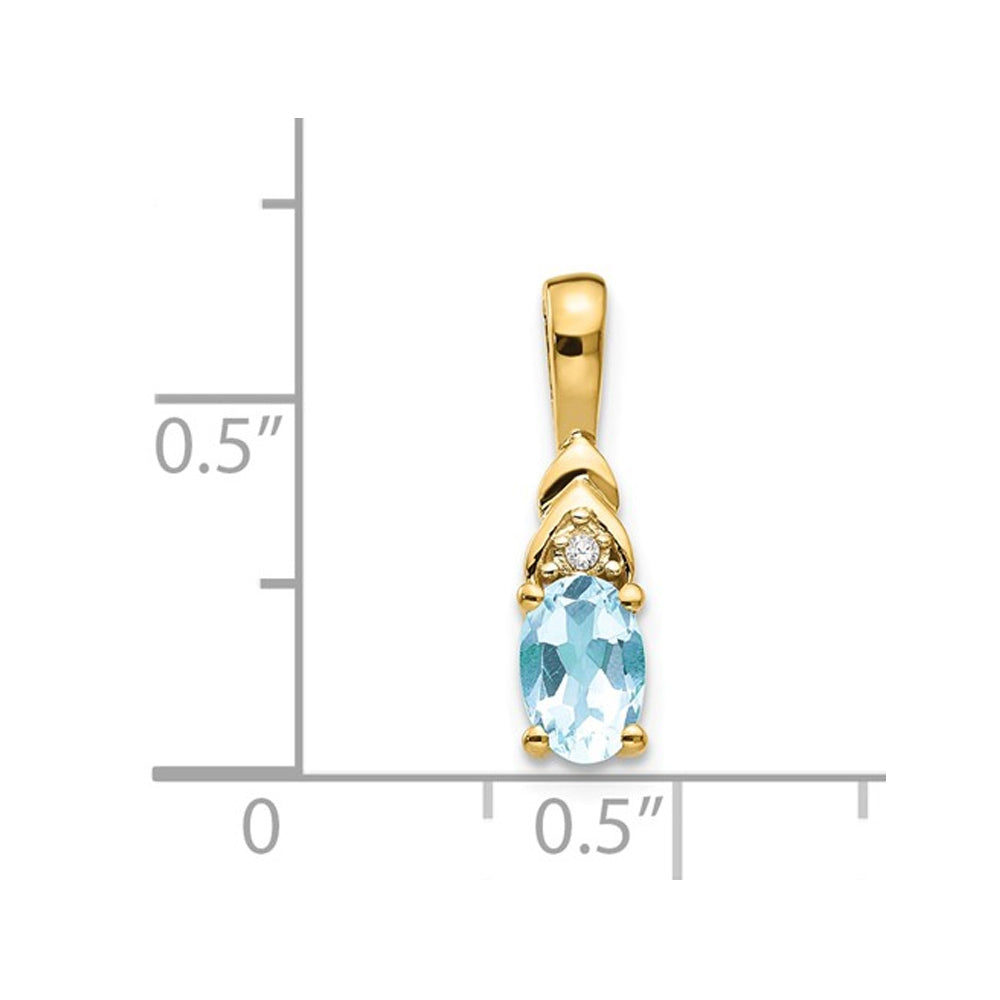 1/3 Carat (ctw) Natural Aquamarine Drop Pendant Necklace in 14K Yellow Gold with Chain Image 2