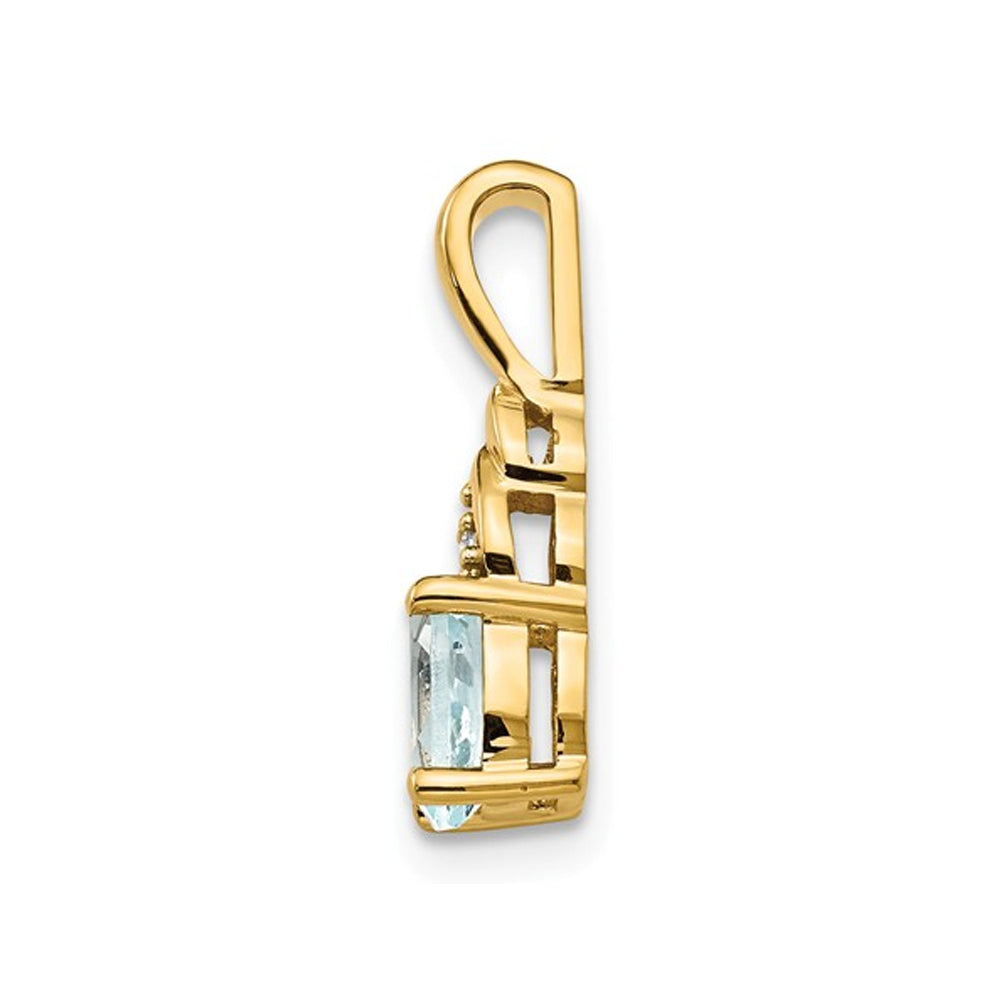 1/3 Carat (ctw) Natural Aquamarine Drop Pendant Necklace in 14K Yellow Gold with Chain Image 3