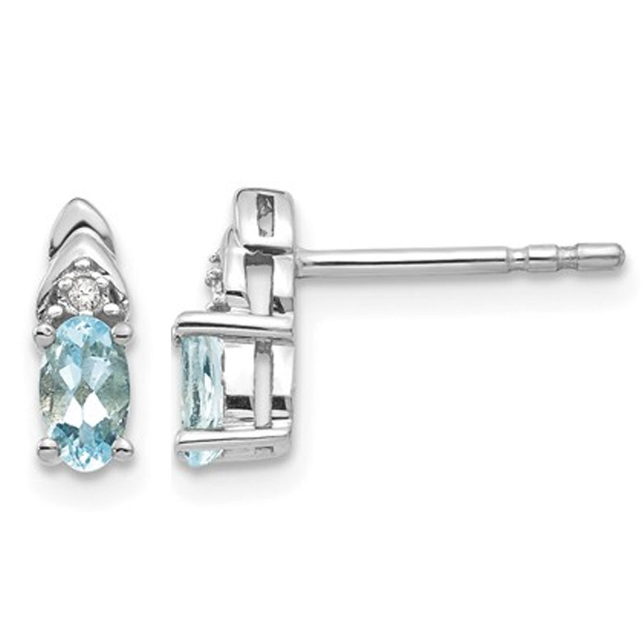 14K White Gold Natural Aquamarine Earrings 2/5 Carat (ctw) Image 1