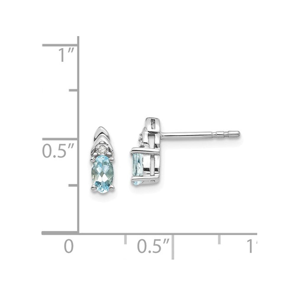 14K White Gold Natural Aquamarine Earrings 2/5 Carat (ctw) Image 2