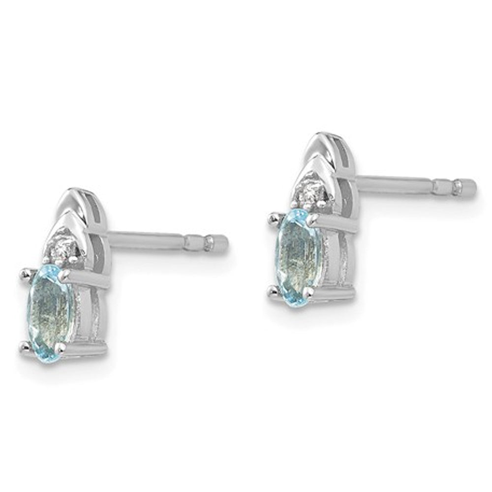 14K White Gold Natural Aquamarine Earrings 2/5 Carat (ctw) Image 3