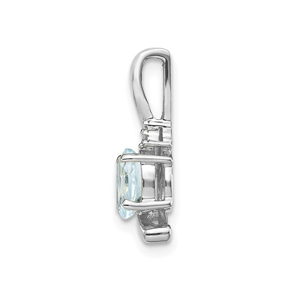 1/3 Carat (ctw) Genuine Aquamarine Drop Pendant Necklace in 14K White Gold with Chain Image 2