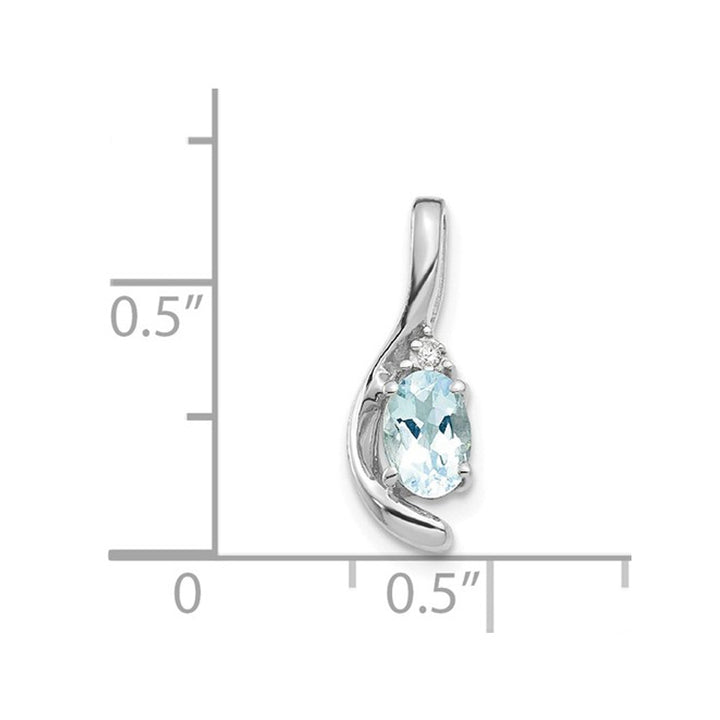 1/3 Carat (ctw) Genuine Aquamarine Drop Pendant Necklace in 14K White Gold with Chain Image 3