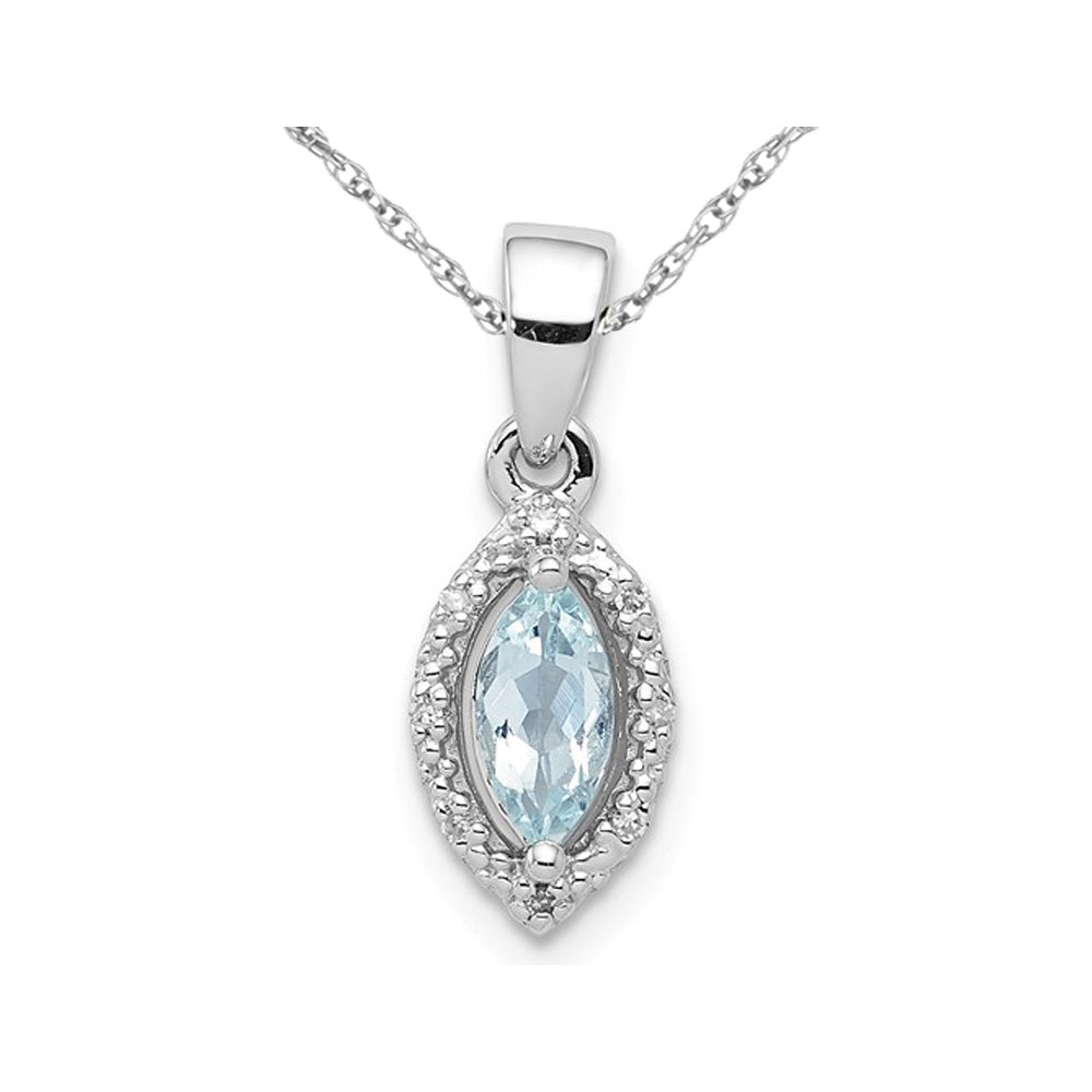 9/10 Carat (ctw) Aquamarine Drop Pendant Necklace In Sterling Silver with Chain Image 1