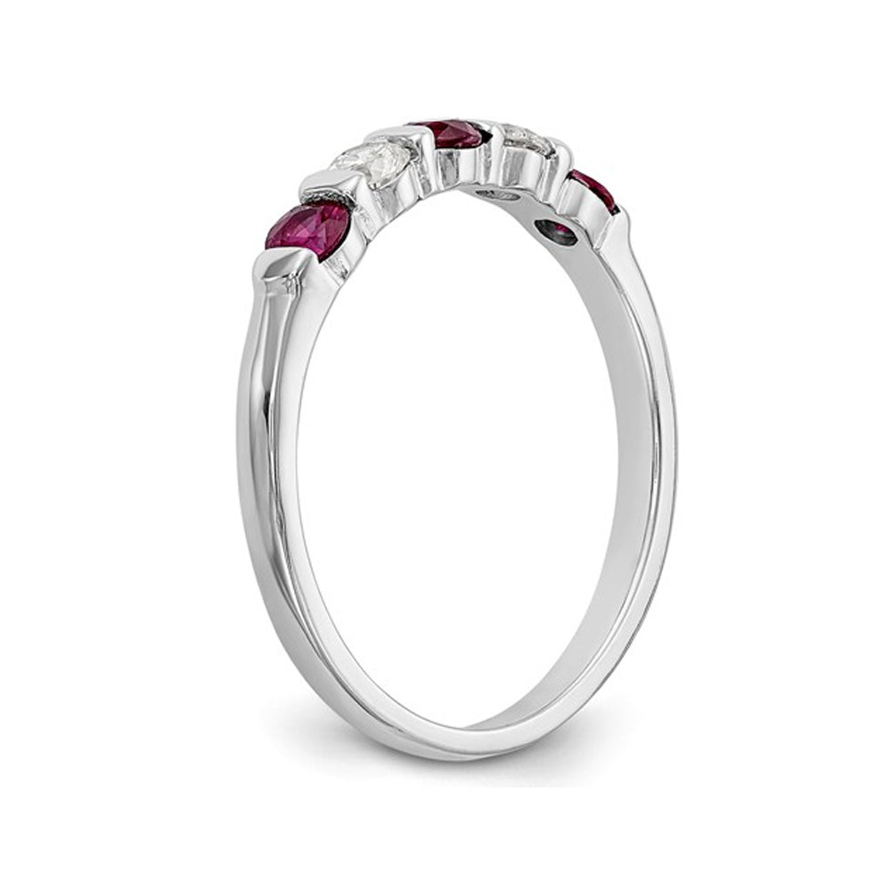 3/10 Carat (ctw) Natural Ruby Ring in 14K White Gold with Diamonds Image 2