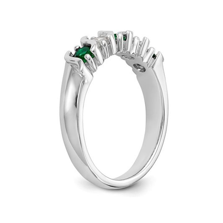 2/5 Carat (ctw) Natural Emerald Ring in 14K White Gold with Diamonds Image 3