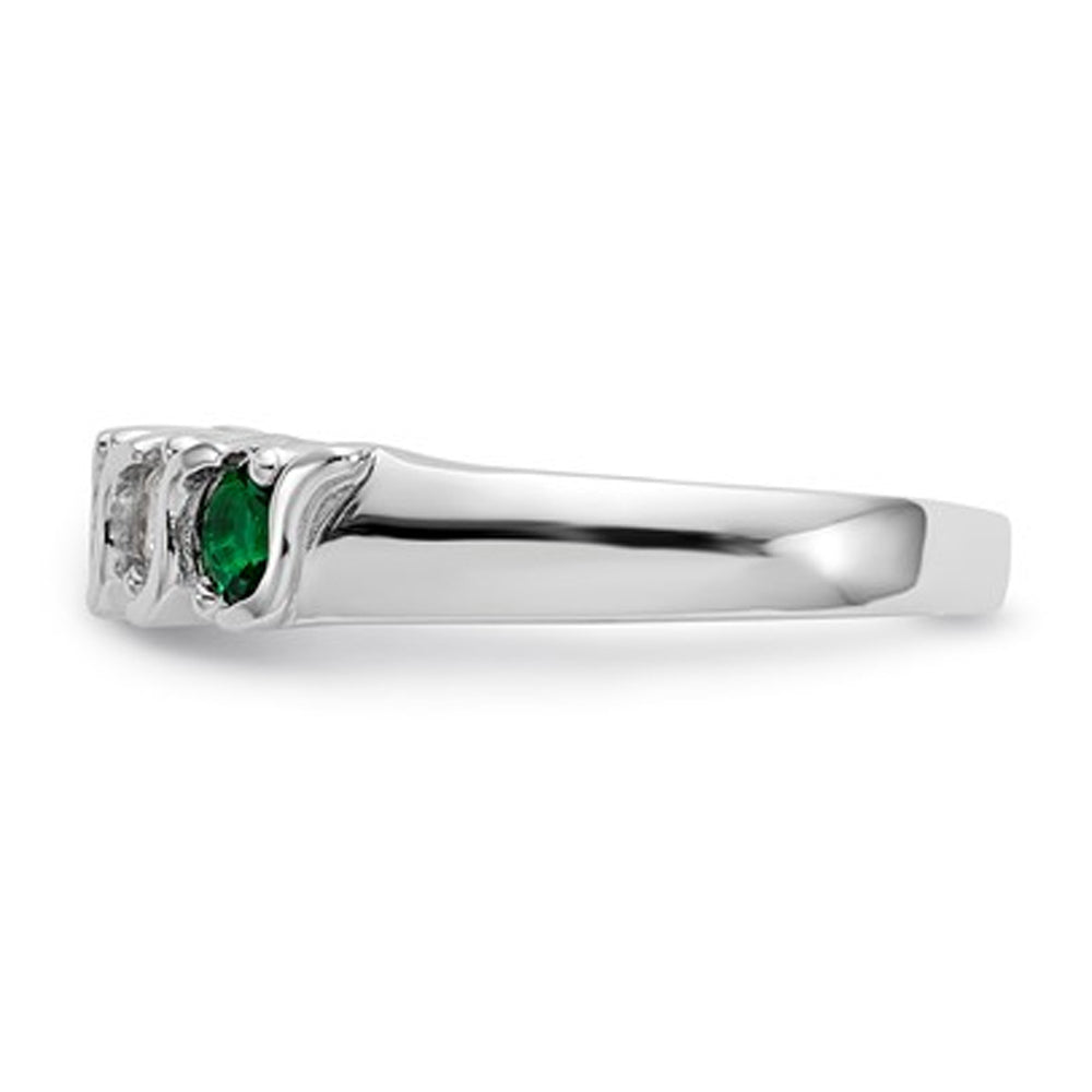 2/5 Carat (ctw) Natural Emerald Ring in 14K White Gold with Diamonds Image 4