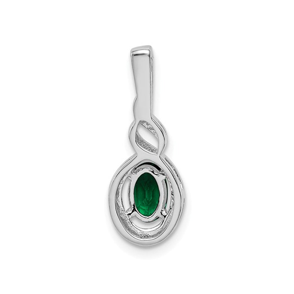 1/3 Carat (ctw) Lab-Created Emerald Pendant Necklace in Polished Sterling Silver with Chain Image 2