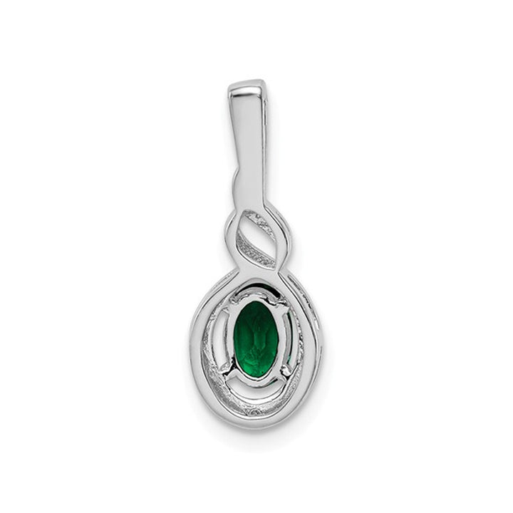 1/3 Carat (ctw) Lab-Created Emerald Pendant Necklace in Polished Sterling Silver with Chain Image 2