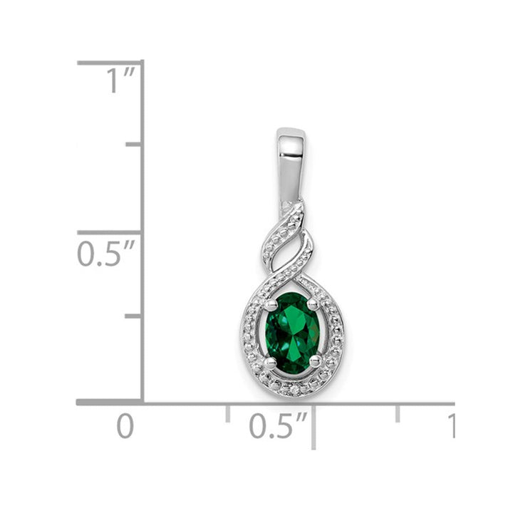 1/3 Carat (ctw) Lab-Created Emerald Pendant Necklace in Polished Sterling Silver with Chain Image 3