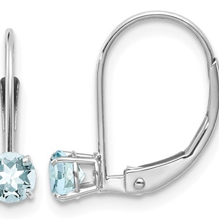 2/5 Carat (ctw) Natural Aquamarine Hoop Earrings in 14K White Gold Image 1