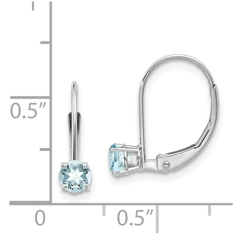 2/5 Carat (ctw) Natural Aquamarine Hoop Earrings in 14K White Gold Image 2