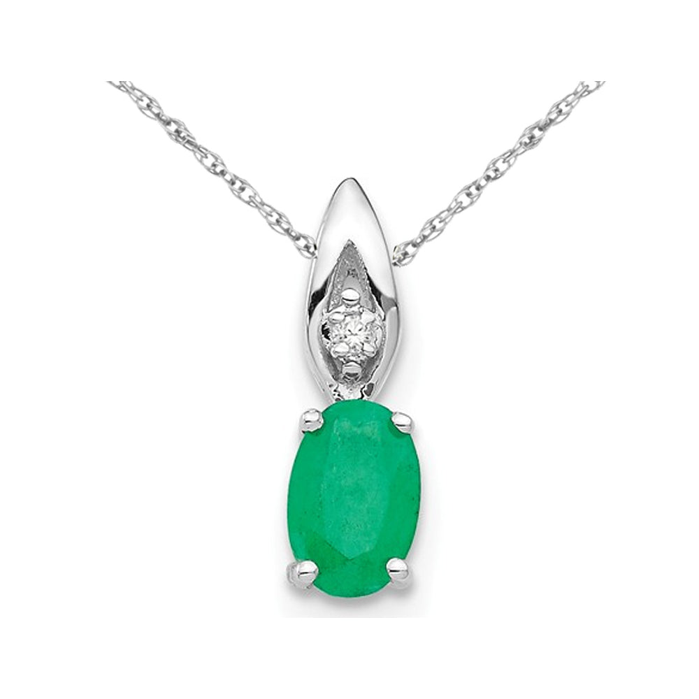 1/2 Carat (ctw) Natural Emerald Pendant Necklace in 14K White Gold with Chain Image 1