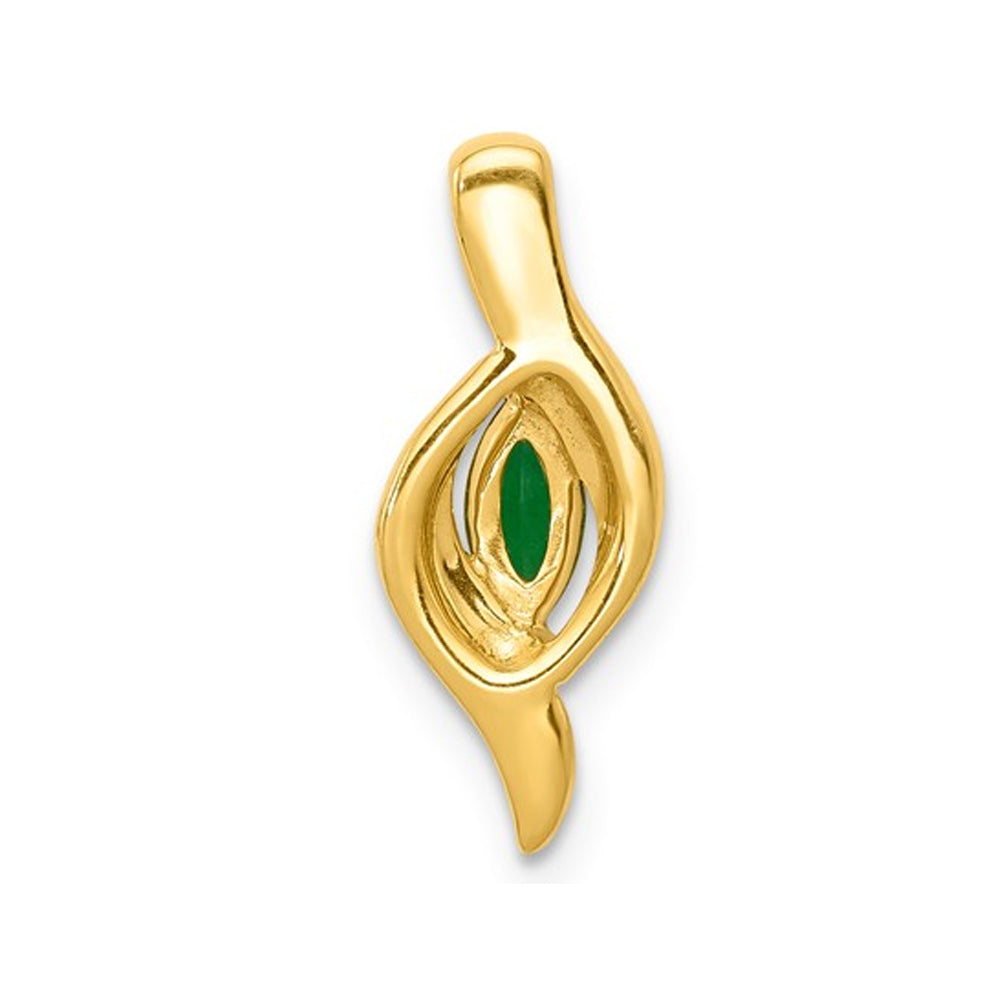 1/6 Carat (ctw) Natural Emerald Pendant Necklace in 14K Yellow Gold with Chain Image 2