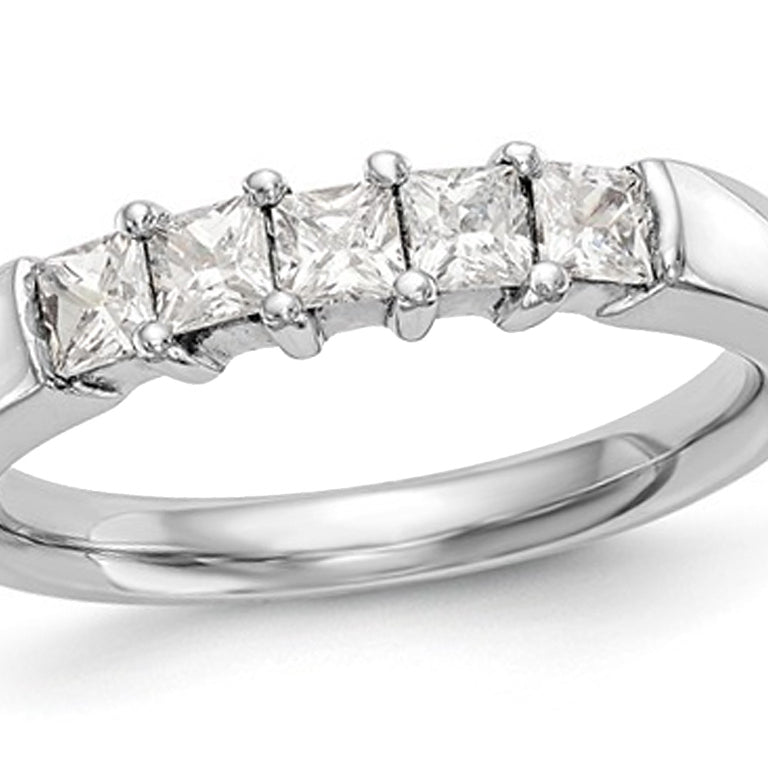 7/10 Carat (ctw I-JI1-I2) Princess Cut Diamond Anniversary Wedding Band Ring in 14K White Gold Image 1