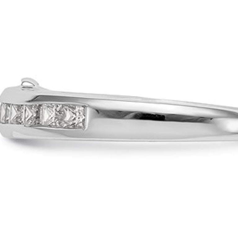 7/10 Carat (ctw H-II2-I3) Princess Cut Diamond Wedding Band Ring in 14K White Gold Image 4