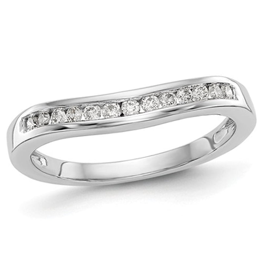 1/5 Carat (ctw H-II1-I2) Diamond Channel Set Wedding Band Ring in 14K White Gold Image 1