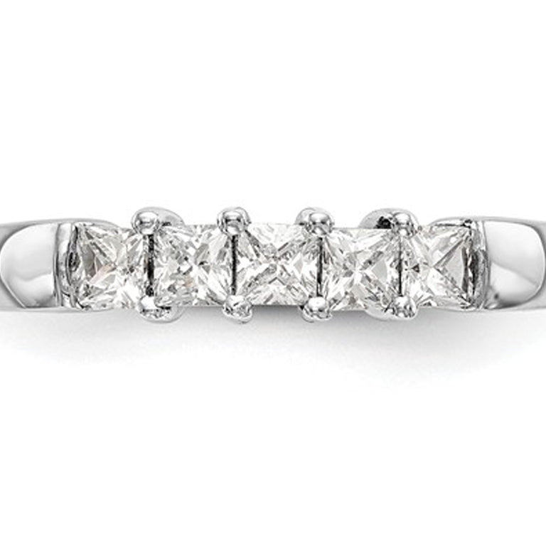 7/10 Carat (ctw I-JI1-I2) Princess Cut Diamond Anniversary Wedding Band Ring in 14K White Gold Image 4
