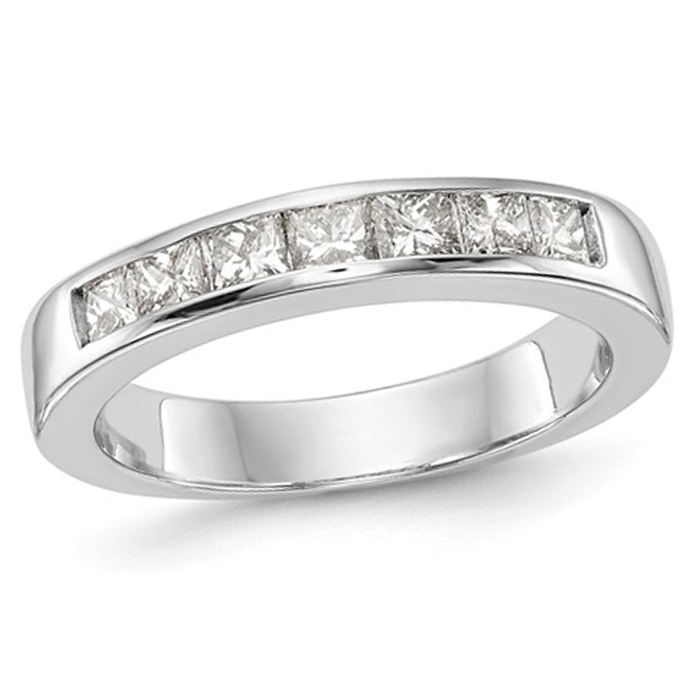 3/4 Carat (ctw Color H-II1-I2) Semi Eternity Princess Cut Diamond Wedding Band Ring in 14K White Gold Image 1