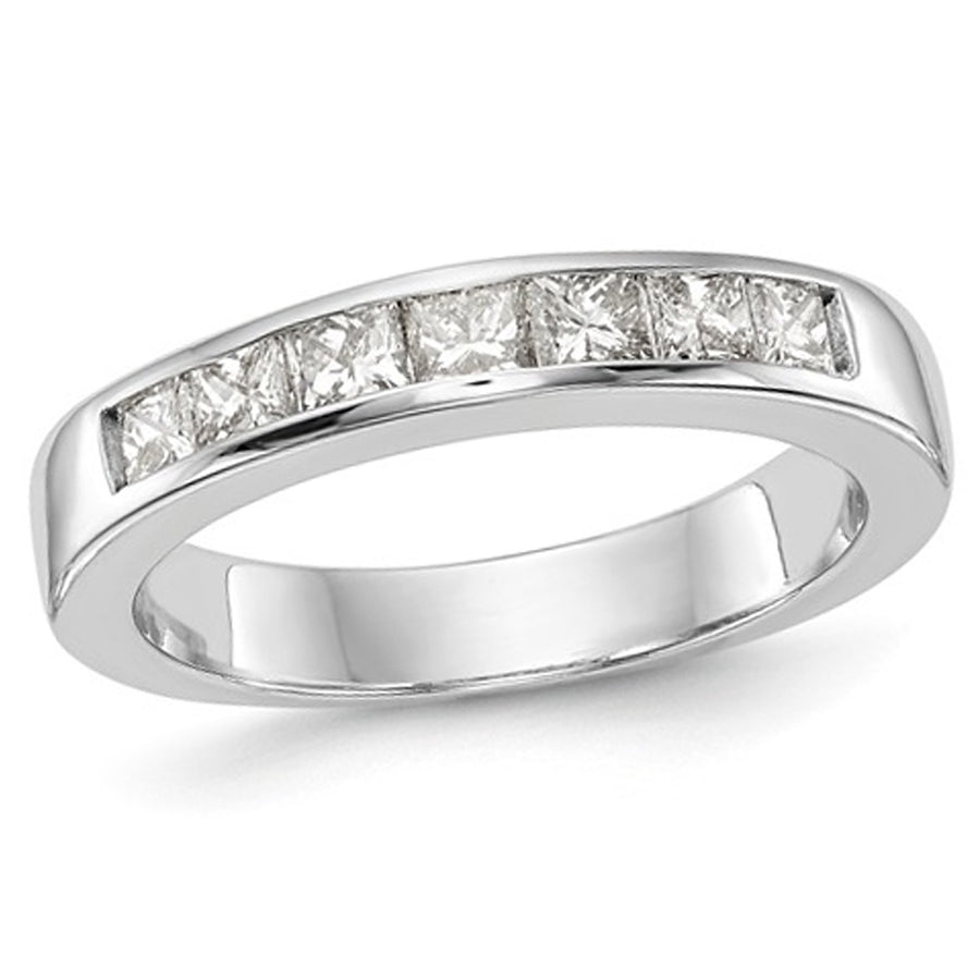 3/4 Carat (ctw Color H-II1-I2) Semi Eternity Princess Cut Diamond Wedding Band Ring in 14K White Gold Image 1