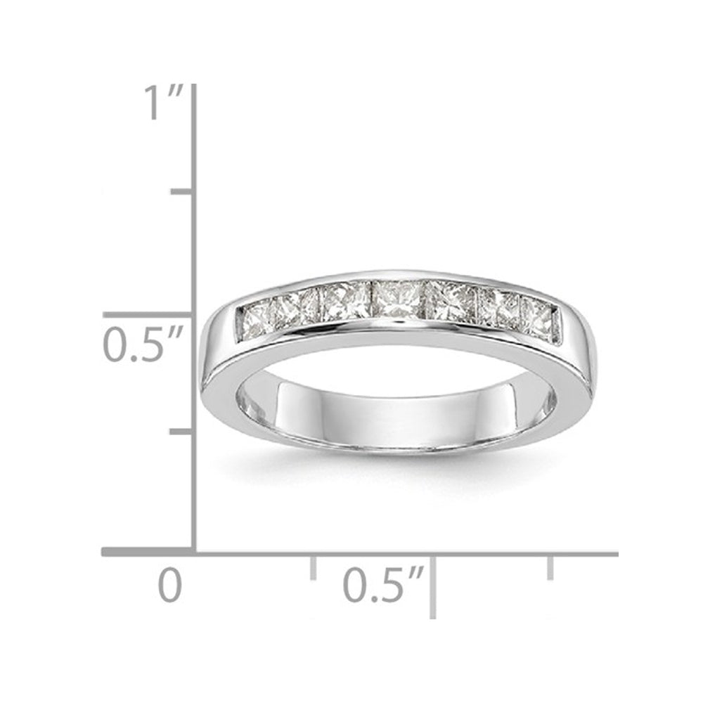 3/4 Carat (ctw Color H-II1-I2) Semi Eternity Princess Cut Diamond Wedding Band Ring in 14K White Gold Image 2