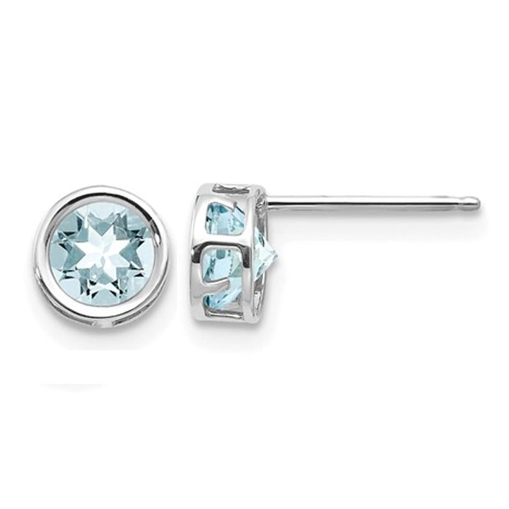 4/5 carat (ctw) Aquamarine Stud Earrings in 14K White Gold Image 1