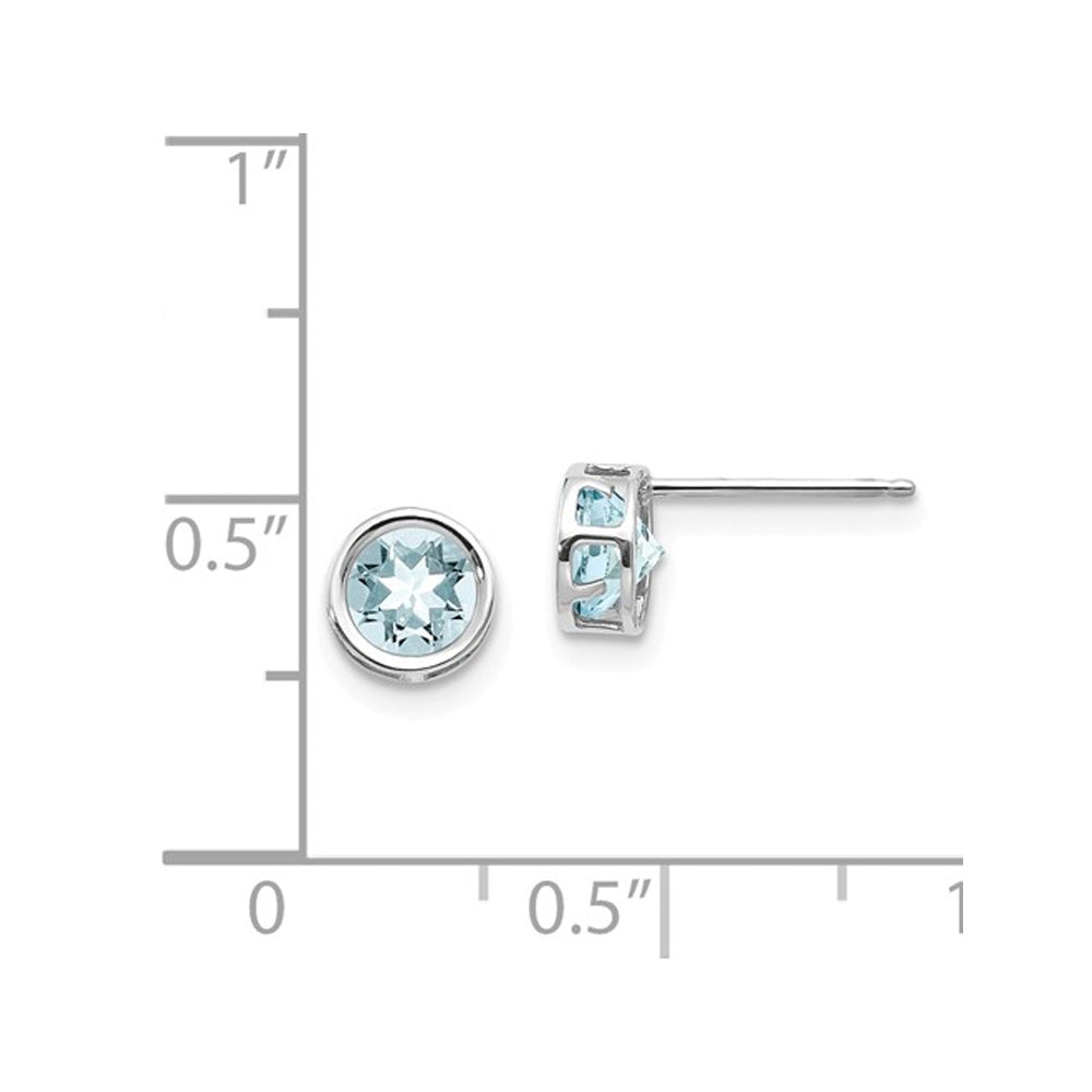 4/5 carat (ctw) Aquamarine Stud Earrings in 14K White Gold Image 2