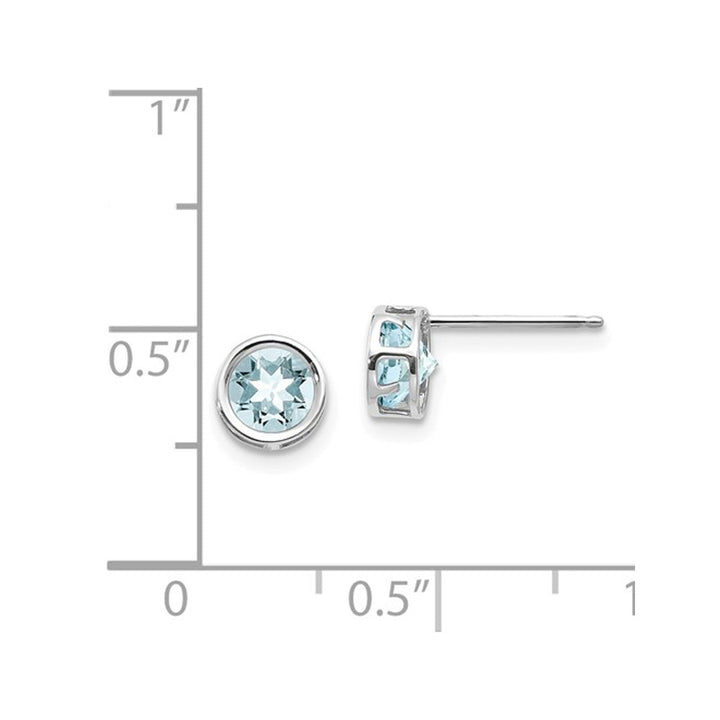 4/5 carat (ctw) Aquamarine Stud Earrings in 14K White Gold Image 2