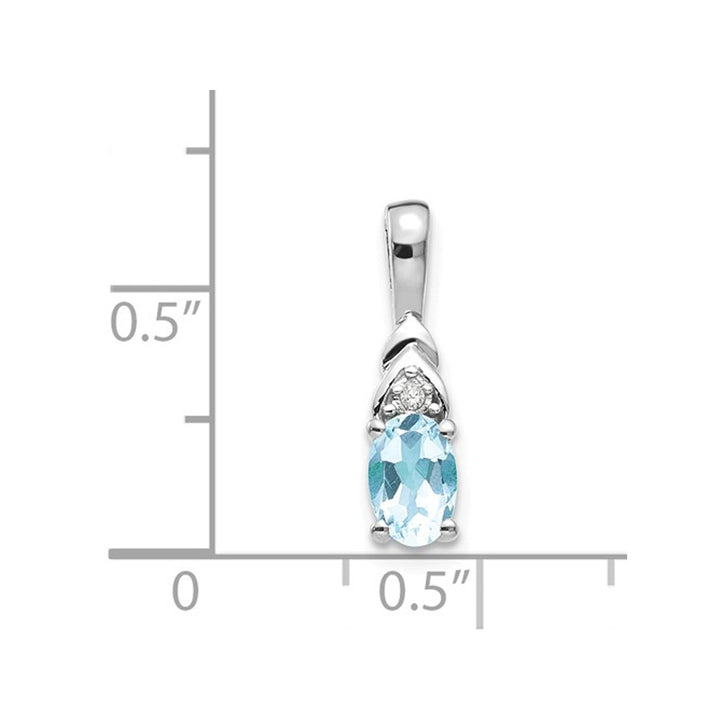 1/3 Carat (ctw) Light Natural Aquamarine Drop Pendant Necklace in 14K White Gold with Chain Image 2