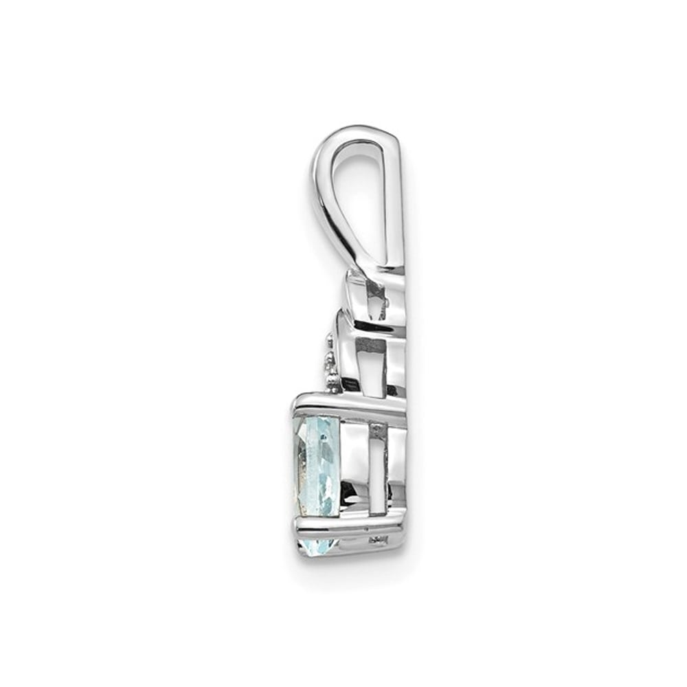 1/3 Carat (ctw) Light Natural Aquamarine Drop Pendant Necklace in 14K White Gold with Chain Image 3