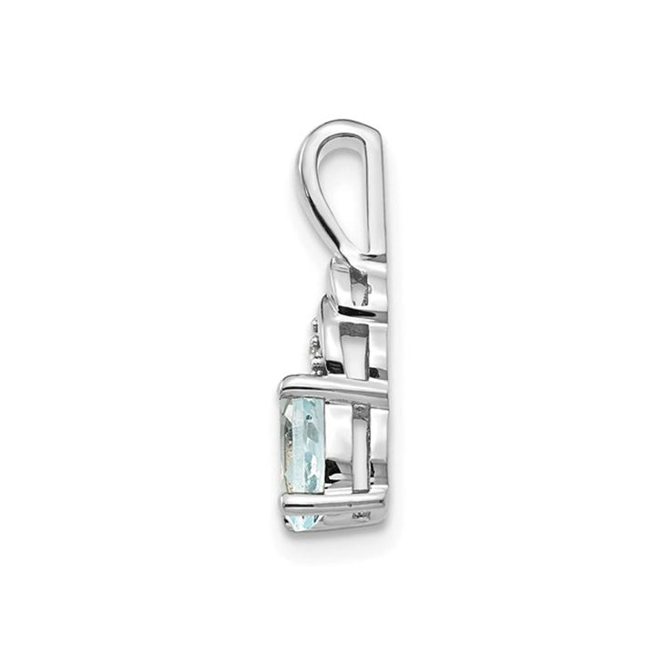 1/3 Carat (ctw) Light Natural Aquamarine Drop Pendant Necklace in 14K White Gold with Chain Image 3